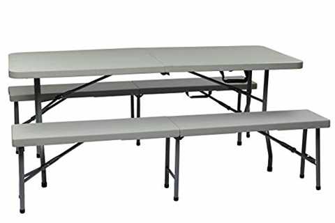 Office Star Resin 3-Piece Folding Bench and Table ..