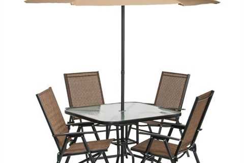 6 Piece Outdoor Folding Patio Set - With Table, 4 ..
