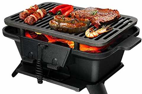Giantex Charcoal Grill, Portable Cast Iron..