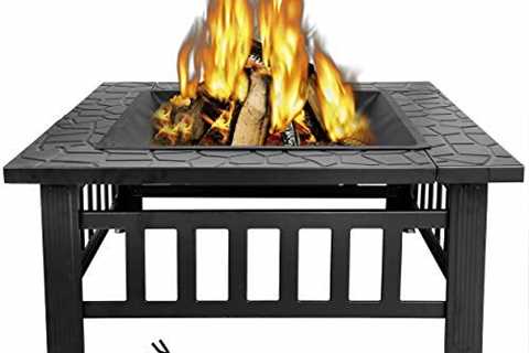 LEMY 32 inch Outdoor Square Metal Firepit..