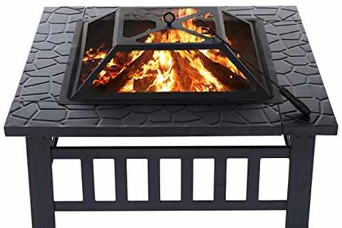KingSo 32' Outdoor Fire Pit Metal Square Firepit..