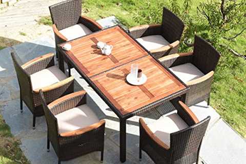 Tangkula 7 PCS Outdoor Patio Dining Set, Garden..