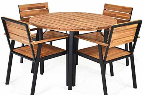 HAPPYGRILL 5pcs Patio Dining Set with Acacia Wood ..