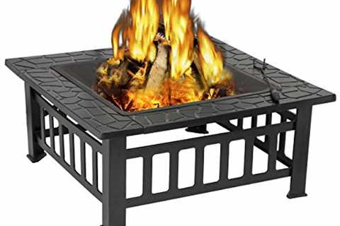 ZENY 32’’ Outdoor Fire Pits BBQ Square Firepit..