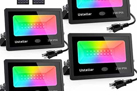 Ustellar 4 Pack 25W RGB LED Flood Lights Color..